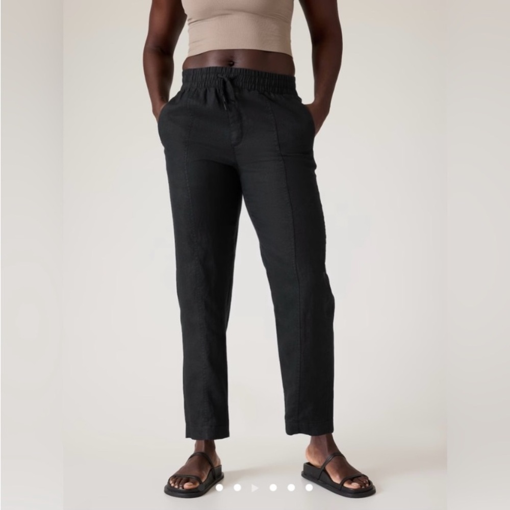 Elastic Waist Straight-Leg Pants - Black